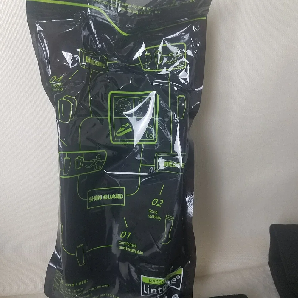Lintox Sports Shin Guard Socks Black Size M‎ Soccer Football Youth Adult NWT